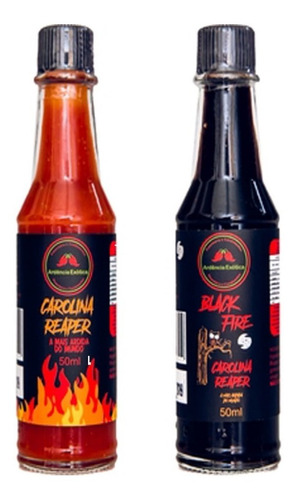 Kit Molho Pimenta Carolina Reaper Mais Ardida Do Mundo 50ml