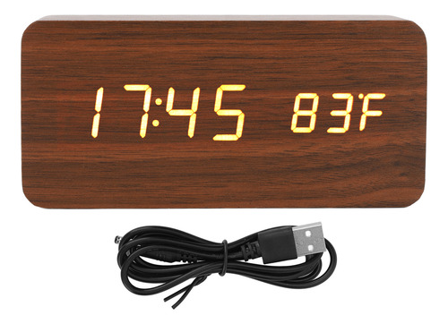 Reloj Electrónico Digital Led Con Alarma De Madera, 3 Nivele