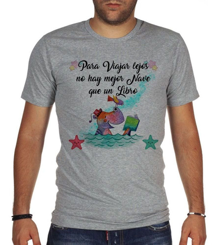 Remera De Hombre Libro Dia Mundial Frase Book Para Viajar