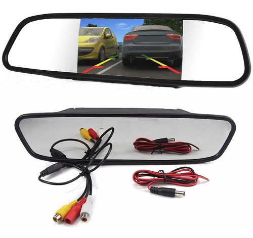 Retrovisor Com Display Digital Tela 4 Pol E Câmera De Ré Fiat Palio Fire