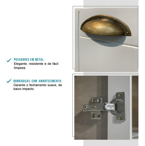 Balcão Milla Mdf 2 portas branco 80cm Carraro