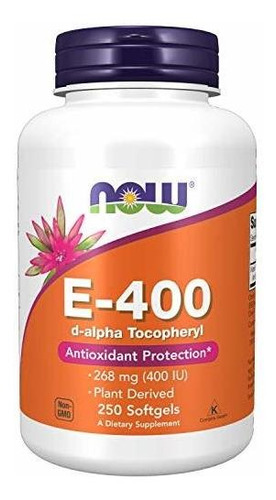 Now Suplementos, Vitamina E-400 Ui, D-alfa Tocoferil, Prote