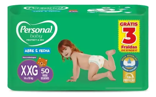 Fraldas Personal Baby Protect &amp; Sec XXG 50und