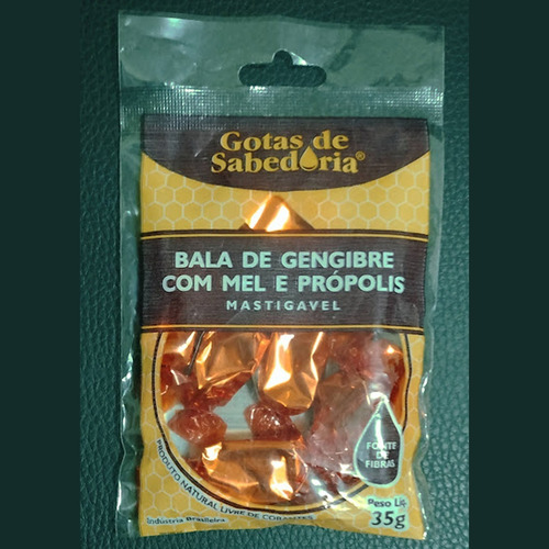 Imagem 3 de 5 de Bala De Gengibre Mel E Própolis Mastigável Kit C/ 18 Un /35g