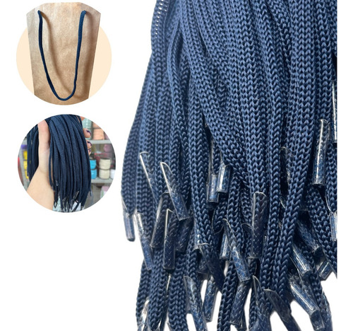 Alça Para Sacolas Craft Com Ponteiras Azul Marinho 100 Unid
