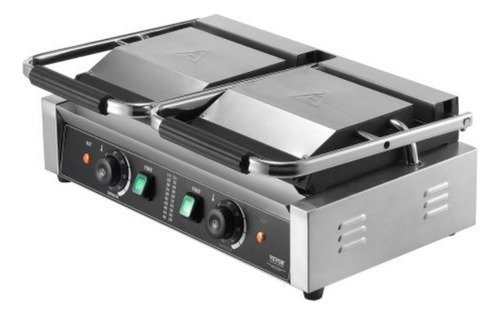 Parrilla Eléctrica Comercial Sandwichera Panini Plancha Dob Plateado