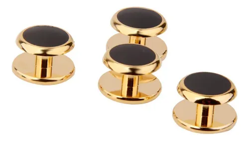 1par Gemelos De Camisa Traje Botón De Collar Color Oro
