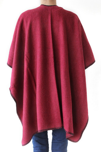 Imagen 4 de 4 de Ruana Poncho Lisa Mantón Mujer Lana Tejido