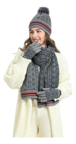 Conjunto De Gorro De Invierno Con Bufanda Cálida Y Guantes P