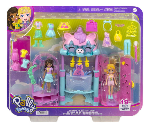 Polly Pocket Estudio De Estilo Glamoroso 19 Piezas