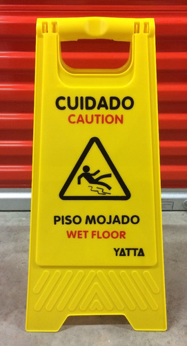 Señal Aviso Cuidado Piso Mojado Color Amarillo 62 Cm Liviano