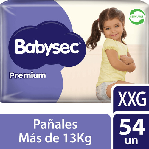 Babysec Premium 54 Unidades Xxg Pañales De Bebé Flexiprotect 