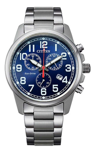 Reloj Citizen Ecodrive Chrono Para Hombre At020056l Ss Color De La Malla Plateado Color Del Bisel Plateado Color Del Fondo Azul