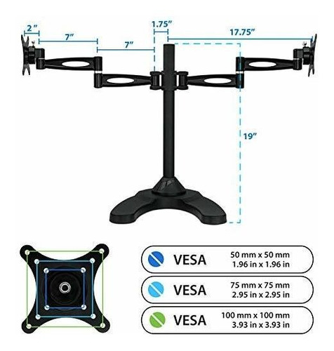 Imagen 5 de 6 de Mount-it! Soporte De Monitor Doble De Pie | Soporte De