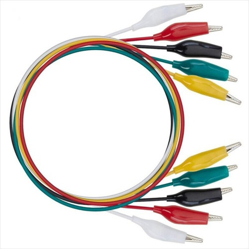 Pack De 10 Cables Pinza O Caimán, 4 Colores, Largo 50cm 