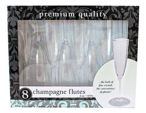 Juego De 8 Copas Para Champagne Transparente De Plastico.