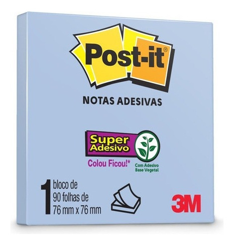 Notas Adesivas Post-it Azul 76x76mm C/90 Adesivos - 3m Cor 52028