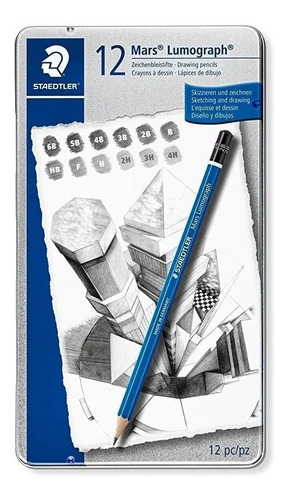 Lápices Para Diseño Mars Lumograph Staedtler Estuche 12 Pzs