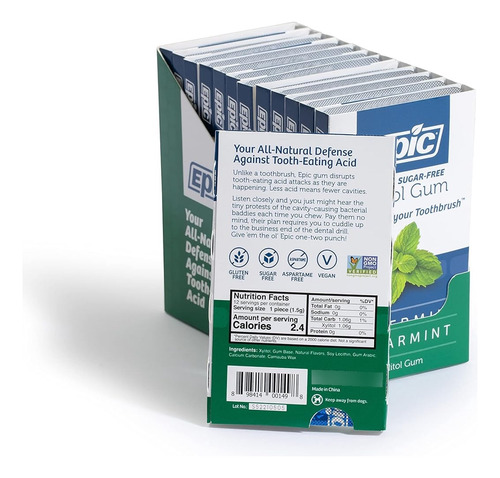Epic Gum Sin Aspartame 100% Xylitol Hierbabuena Sin AzĂșcar