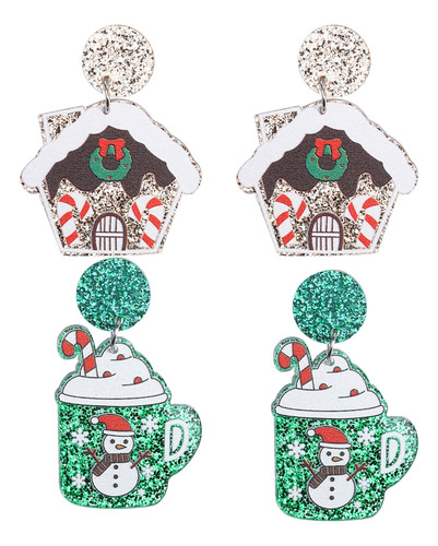 2 Pares De Pendientes Navideños Para Mujer, Joyas De Regalo
