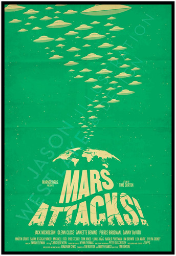 Cuadro Premium Poster 33x48cm Mars Attacks