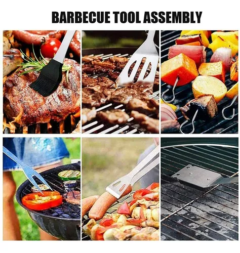 Set Parrillero Asado Barbacoa 26 Pcs En Maleta Kit Parrilla