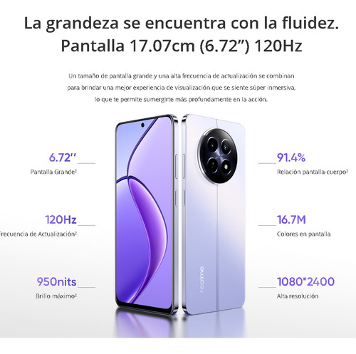 Realme 12 5g 512gb 8gb Ram Violeta Dual Sim 45w Carga Supervooc Procesador Mediatek Dimensity 6100+ Cámara Ultra Clara De 108mp Nfc