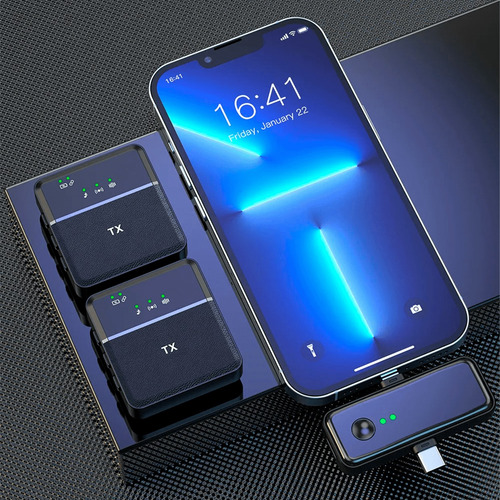 Micrófono Inalámbrico Lavalier Dual Para iPhone Y Tipo C