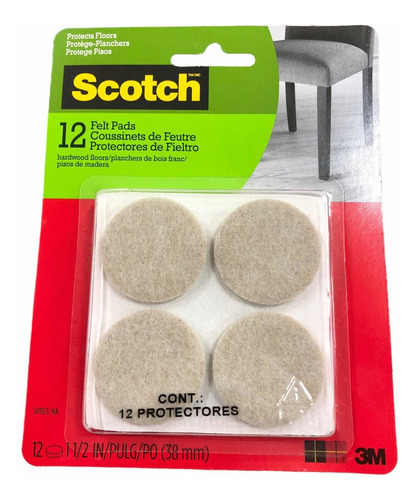 Kit 12x Protectores Fieltro 38mm Scotch Para Pisos De Madera