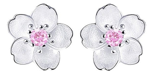 Aretes Pendientes Para Mujer Diseño Flor Con Cover Silver