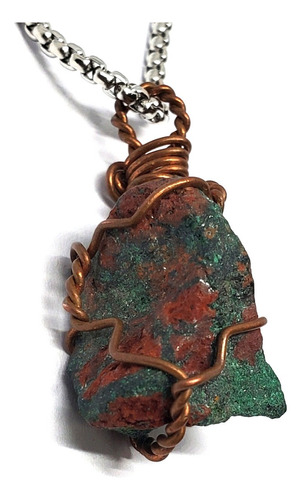 Collar Amuleto Mágico Piedra Jaspe Verde Bruto