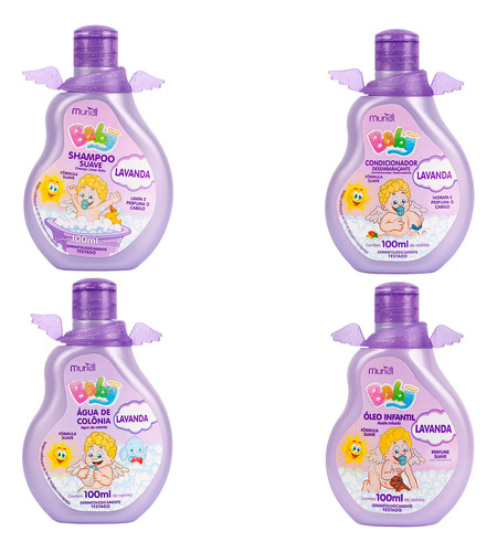  Kit Muriel Baby Lavanda - Shampoo, Cond, Colônia E Óleo