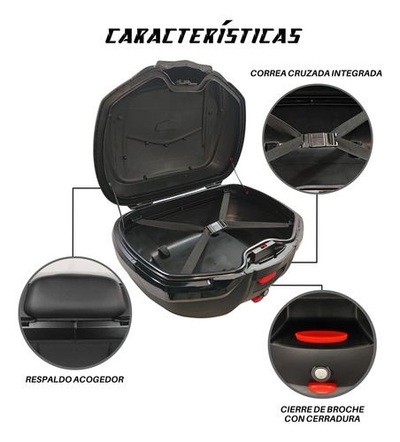 Caja Portaequipaje Trasera Para Motocicleta 48l