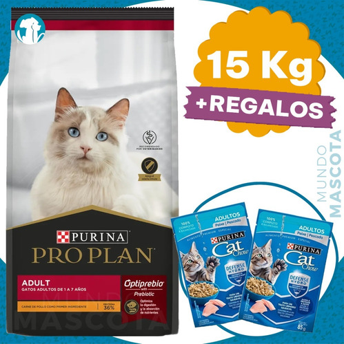 Comida Purina Proplan Gato Cat Adulto 15 Kg + Regalo + Envío