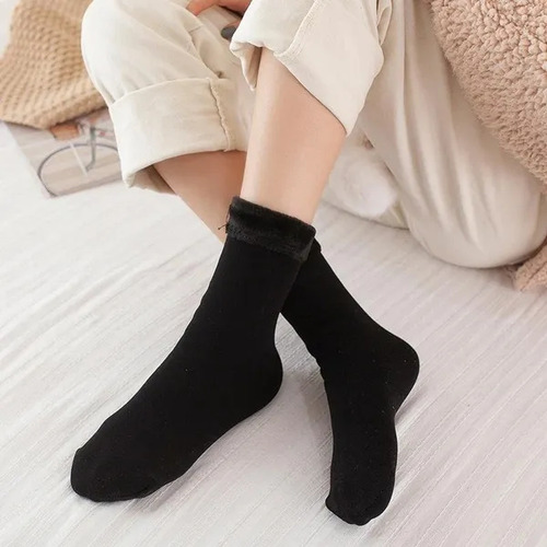 Pares Medias Térmicas Invierno Cálidas Polar Packs Elegibles Negro Y Beige 6 Negro Y 6 Beige