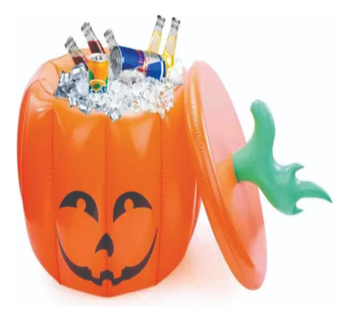 Bar Cooler Inflável Abóbora C/ Tampa Decoração Halloween 45l