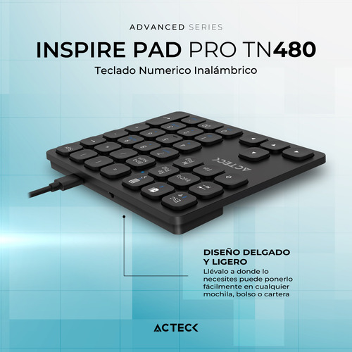 Teclado Numerico Acteck Inalámbrico Multidispositivo Tn480