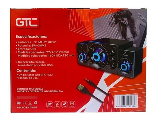 Parlante Bluetooth Usb Multifuncion Con Subwoofer Y Auxiliar