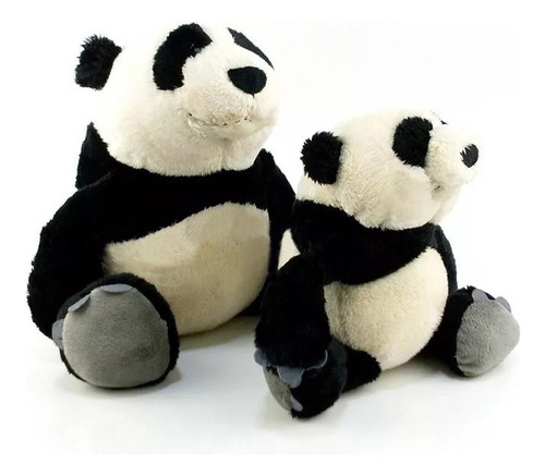 Familía De Pelúcia Panda Papai 25cm + Filhote 15cm Em Oferta