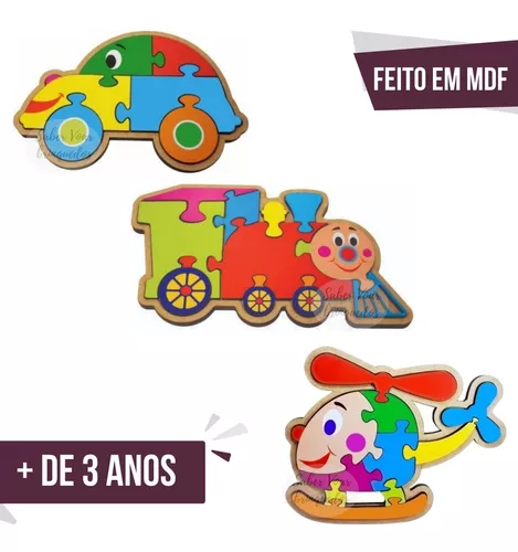 Quebra-cabeça Infantil Transportes Carro Brinquedo Educativo - Maninh