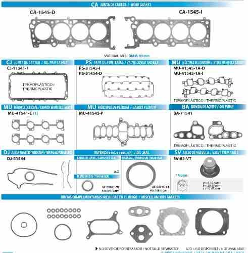 Juntas Motor Tf V Para Ford Triton 00-03 4.6l 5.4l F450 F350