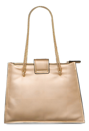 Bolsa Satchel Para Mujer Cloe Look Metálico Asa De Cadena Color Dorado