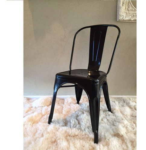 Imagen 2 de 3 de Silla De Diseño Tolix Negra Vintage Hierro Kromo-s X2 Unidad