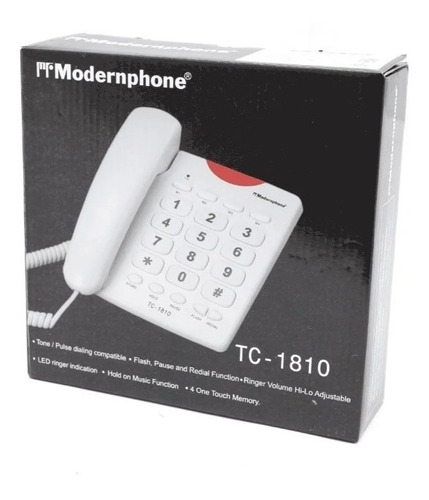 Teléfono Fijo Tc-1810 Modernphone 4 Memorias Rápidas Con Led