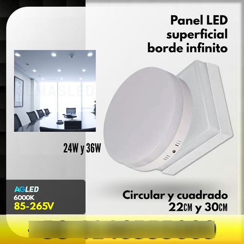 Panel Led Superficial 24w Cuad B Infinito 6000k 85-265v 30cm