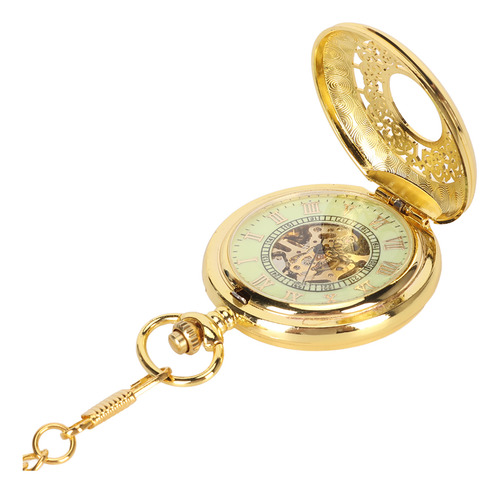 Reloj De Bolsillo Esqueleto Caja Dorada Reloj De Bolsillo