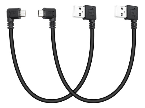 Cable Micro Usb Corto De 90 Grados, 9.8 Pulgadas, Ángulo Izq