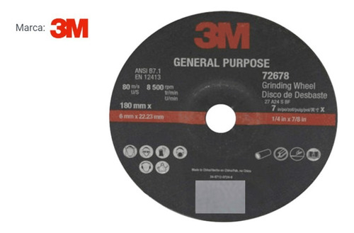 Disco Desbaste Metal 3m Black 7 X 1/4 X 7/8 Np: 72678 S P