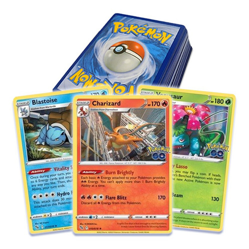 Pack 50 Cartas Pokémon Com 3 Brilhantes Raras Garantidas