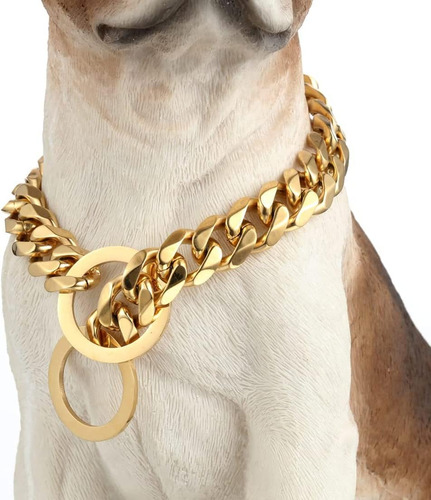 Rumypet Gold Dog Collar 18k Gold P Chain Collar De Cadena De